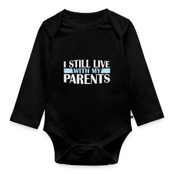Je vis toujours avec la maison sarcastique de mes parents - Body Bébé bio manches longues - noir - Devant