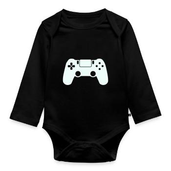 Gamepad Gamer - Organic Longsleeve Baby Bodysuit - black - Front