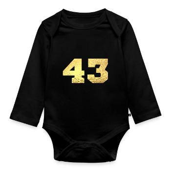 Number 43 Gold Glitter - 43rd Anniversary - Organic Longsleeve Baby Bodysuit - black - Front