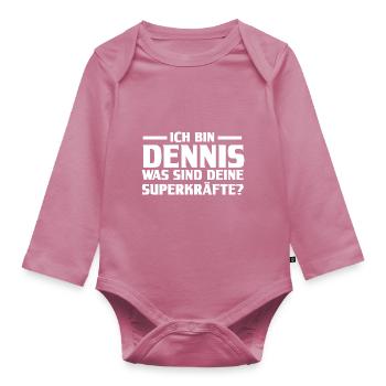 First name Dennis - Organic Longsleeve Baby Bodysuit - mauve - Front