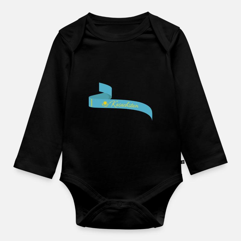 Kasachstan - Baby Bio-Langarm-Body - Schwarz