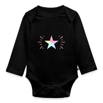 Étoile brillante pastel - ApriNoeScor - Body Bébé bio manches longues - noir - Devant