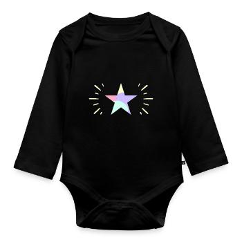 Étoile brillante pastel - ApriNoeScor - Body Bébé bio manches longues - noir - Devant