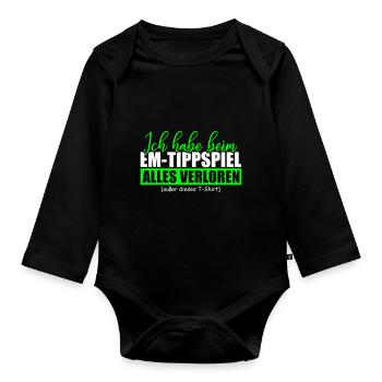 Ich habe beim EM Tippspiel alles verloren - Baby Bio-Langarm-Body - Schwarz - Vorne