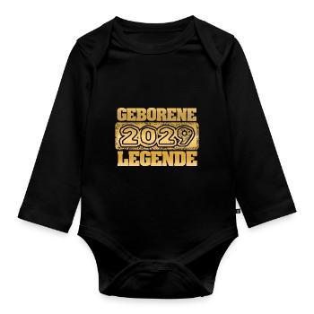 2029 - Organic Longsleeve Baby Bodysuit - black - Front