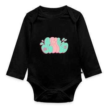 Throwing graffiti Asik streetart - Baby Bio-Langarm-Body - Schwarz - Vorne