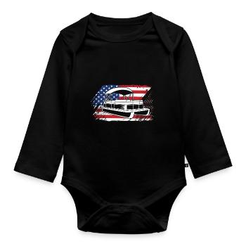 Pontonboot Boot Boote - Baby Bio-Langarm-Body - Schwarz - Vorne