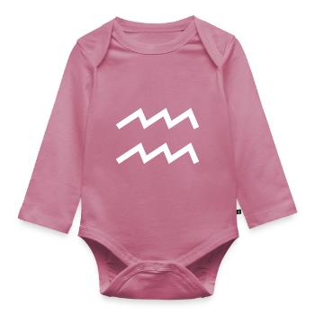 Signe du zodiaque Verseau, design exclusif de t-shirt - Body Bébé bio manches longues - mauve - Devant