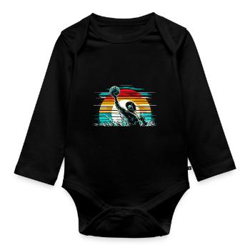 Retro Wasserball Spieler Aquatic Polo Sport - Baby Bio-Langarm-Body - Schwarz - Vorne