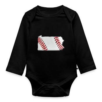 Baseball in der Pennsylvania State Landkarte - Baby Bio-Langarm-Body - Schwarz - Vorne