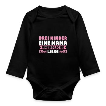 Mama Von 3 Kindern - Baby Bio-Langarm-Body - Schwarz - Vorne