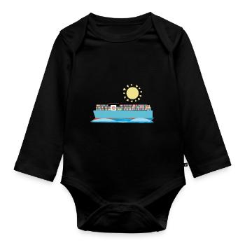 Container Ship - Organic Longsleeve Baby Bodysuit - black - Front