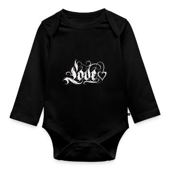 Liebe Zitate amore Blumen Frauen Mädchen Mode weiblich - Baby Bio-Langarm-Body - Schwarz - Vorne