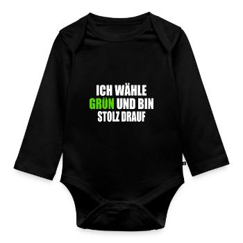Je vote vert et j’en suis fier - Body Bébé bio manches longues - noir - Devant