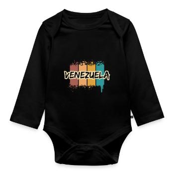 Venezuela - Organic Longsleeve Baby Bodysuit - black - Front