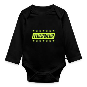 fire brigade - Organic Longsleeve Baby Bodysuit - black - Front