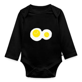 spiegeleier smile - Baby Bio-Langarm-Body - Schwarz - Vorne