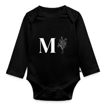 Minimalist flowers - Organic Longsleeve Baby Bodysuit - black - Front