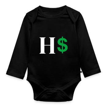 Letter h dollar - Organic Longsleeve Baby Bodysuit - black - Front