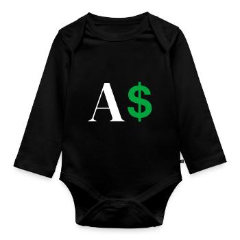 Dollar Letter - Organic Longsleeve Baby Bodysuit - black - Front