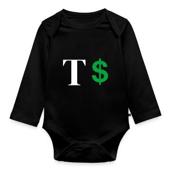 Lettre t dollar - Body Bébé bio manches longues - noir - Devant