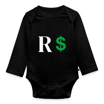 Buchstabe r Dollar - Baby Bio-Langarm-Body - Schwarz - Vorne