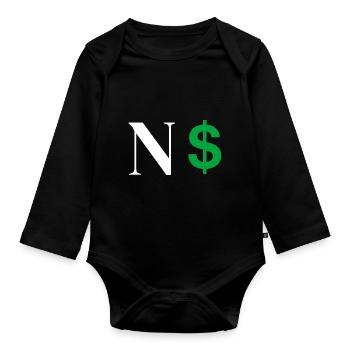 Letter n dollar - Organic Longsleeve Baby Bodysuit - black - Front