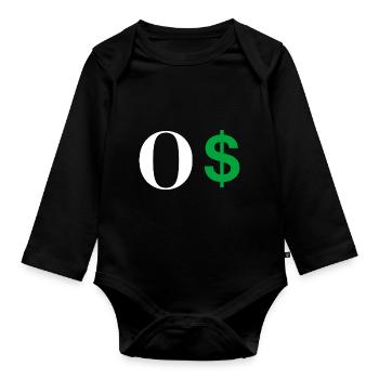 Buchstabe o Dollar - Baby Bio-Langarm-Body - Schwarz - Vorne