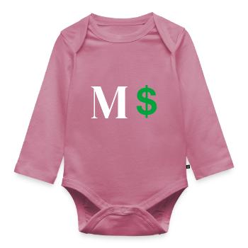 Lettre m dollar - Body Bébé bio manches longues - mauve - Devant