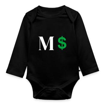 Letter M Dollar - Organic Longsleeve Baby Bodysuit - black - Front