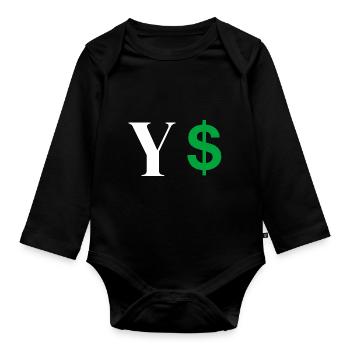 Letter y dollar - Organic Longsleeve Baby Bodysuit - black - Front