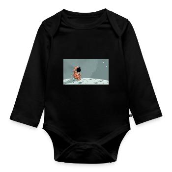 Eine skurrile digitale Illustration eines cartoon - Baby Bio-Langarm-Body - Schwarz - Vorne
