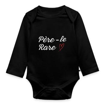 Seltene Perle Papa - Papa Geschenkidee - Baby Bio-Langarm-Body - Schwarz - Vorne