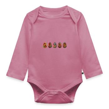 Oeufs de Pâques 2025 Peint à la main 5 Horizontal - Body Bébé bio manches longues - mauve - Devant