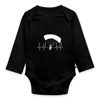 kardiogramm gleitschirm weiss - Baby Bio-Langarm-Body - Schwarz - Vorne
