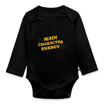 Main Character Energy Positive Affirmationen - Baby Bio-Langarm-Body - Schwarz - Vorne