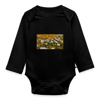Daisies in Bloom - Organic Longsleeve Baby Bodysuit - black - Front