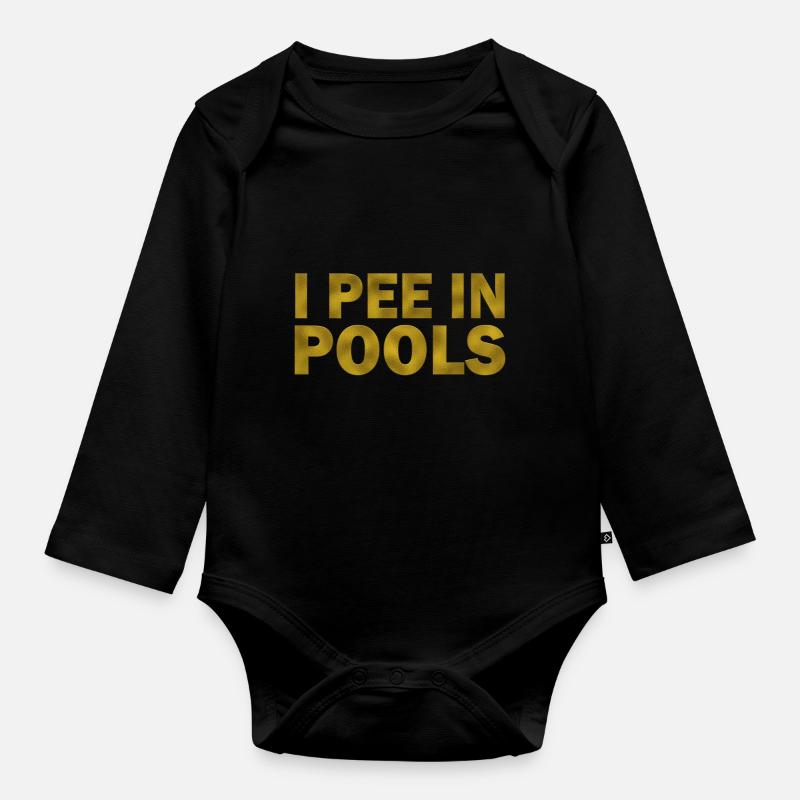 I Pee In Pools - Baby Bio-Langarm-Body - Schwarz