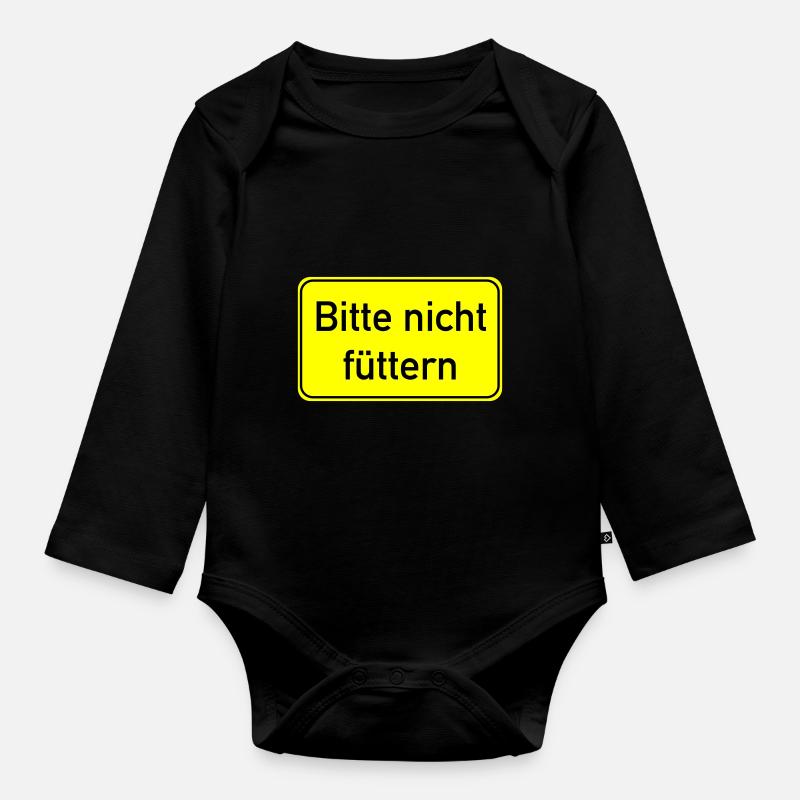 Bitte nicht füttern - Baby Bio-Langarm-Body - Schwarz