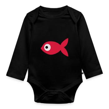 Goldfish - Organic Longsleeve Baby Bodysuit - black - Front