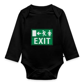 EXIT (NOTAUSGANG) - Organic Longsleeve Baby Bodysuit - black - Front
