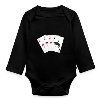 Kartenspiel Westernreiter - Baby Bio-Langarm-Body - Schwarz - Vorne