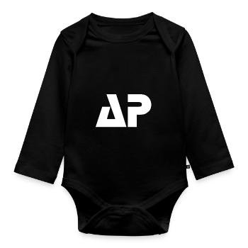 AP White - Organic Longsleeve Baby Bodysuit - black - Front