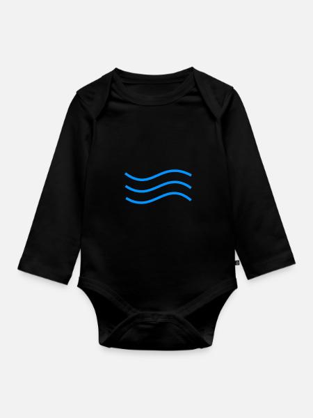 Wave - Baby Bio-Langarm-Body - Schwarz