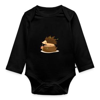Hedgehog sur la souche - Body Bébé bio manches longues - noir - Devant