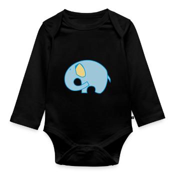 Logo chevalière Elephant - Body Bébé bio manches longues - noir - Devant