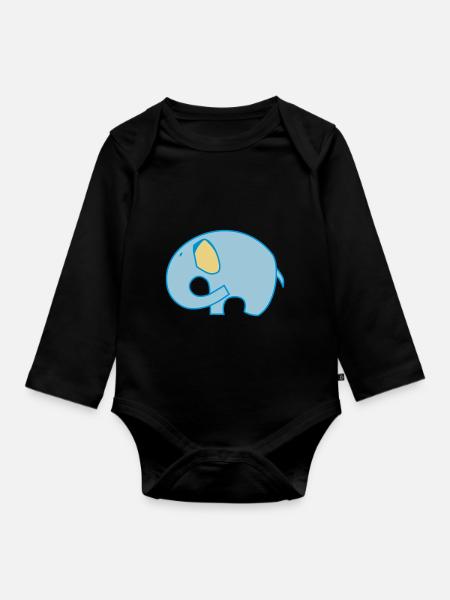 Elefant elephant Logo signet - Baby Bio-Langarm-Body - Schwarz