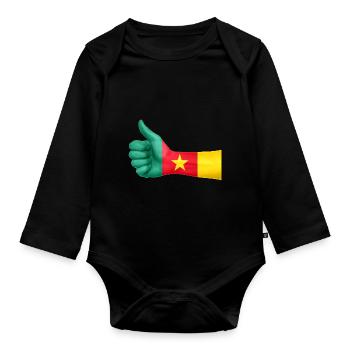 collection Cameroun - Body Bébé bio manches longues - noir - Devant