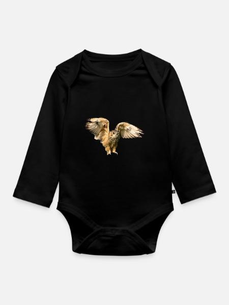 owl eule uhu kautz kaeutzchen animals - Baby Bio-Langarm-Body - Schwarz