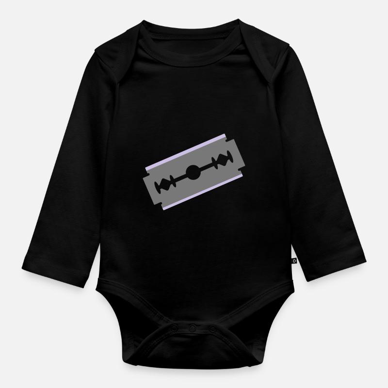 Cut razor blade cut cut 2c - Organic Longsleeve Baby Bodysuit - black
